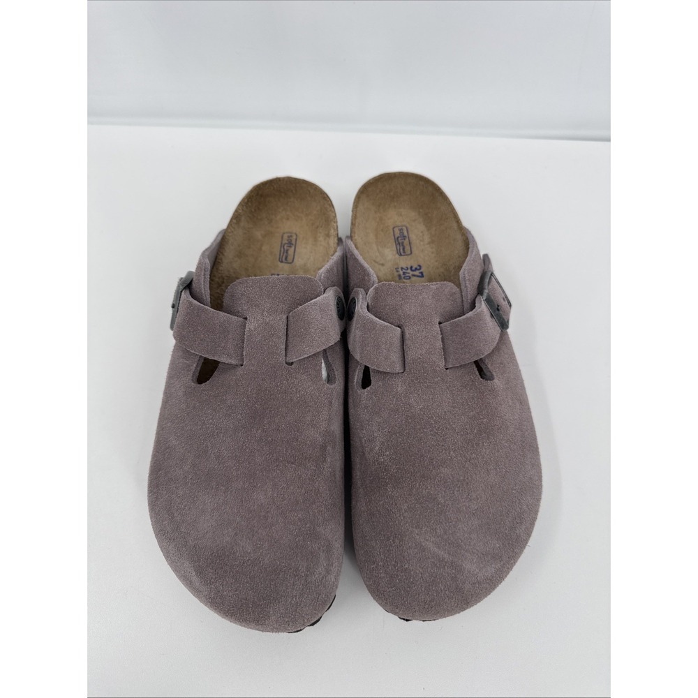 BIRKENSTOCK BOSTON SUEDE LEATHER CLOGS WOMENS Sz 37/6 Faded Purple Hippie Gorp - Picture 2 of 10